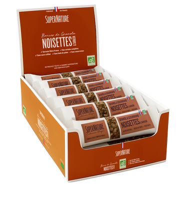 20 barres Granola BIO Noisettes en présentoir