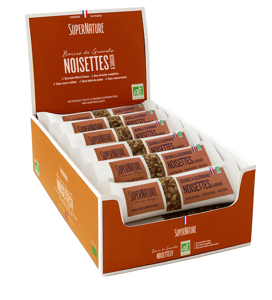 20 barres Granola BIO Noisettes en présentoir